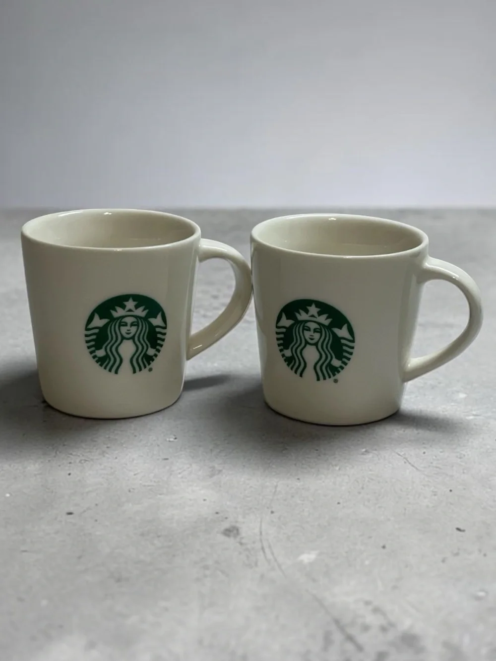Starbucks White Ceramic Espresso Cups Set of 2 Demitasse Coffee Mugs